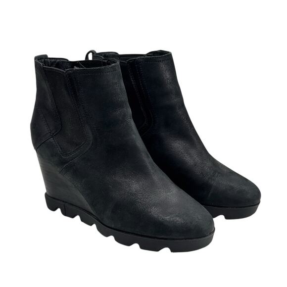 Sorel Joan Uptown Waterproof Wedge Chelsea Boot 10 Women's Black Pull On Bootie - Picture 1 of 10